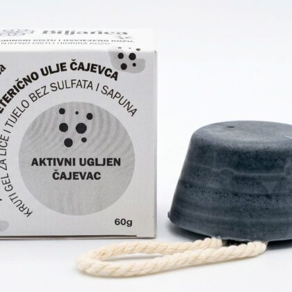 Kruti gel za lice i tijelo – Aktivni ugljen i čajevac (bez sulfata i sapuna)